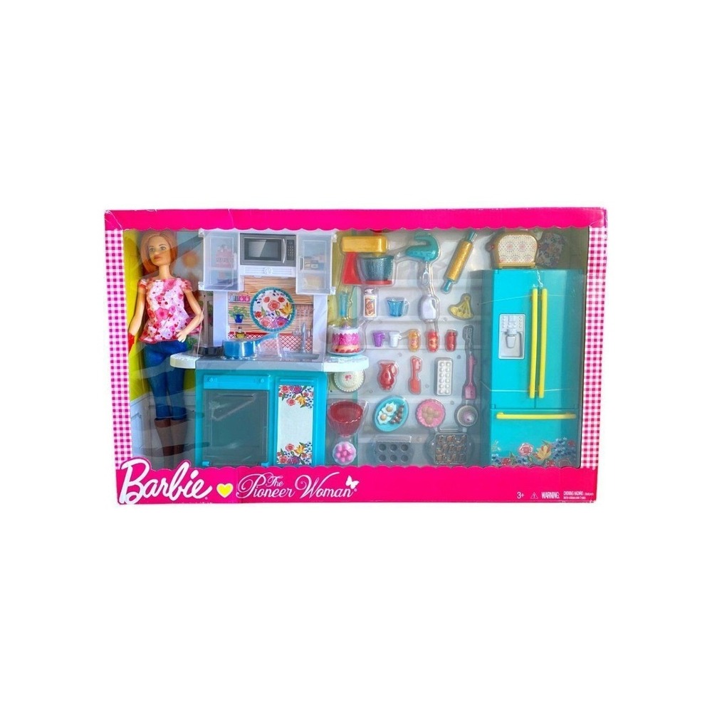 Barbie as Pioneer Woman with Ree Drummond Doll Kitchen Playset Rare 2018 Set